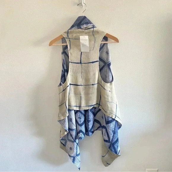 NWT Soft Surroundings indigo desert gauze linen vest reversible - Picture 9 of 12
